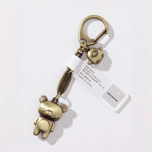 现货日本制造正版轻松熊铜色亚铅合金钥匙扣挂件鼻孔鸡rilakkuma