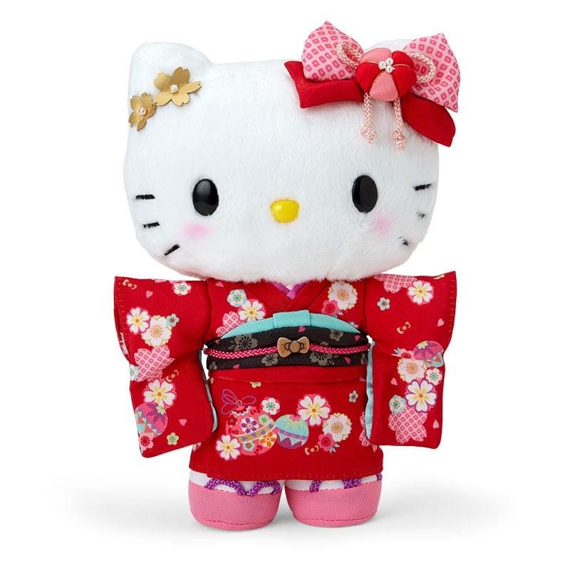 三丽鸥日本正版和服hellokitty毛绒公仔凯蒂猫日式换装潮玩偶礼物