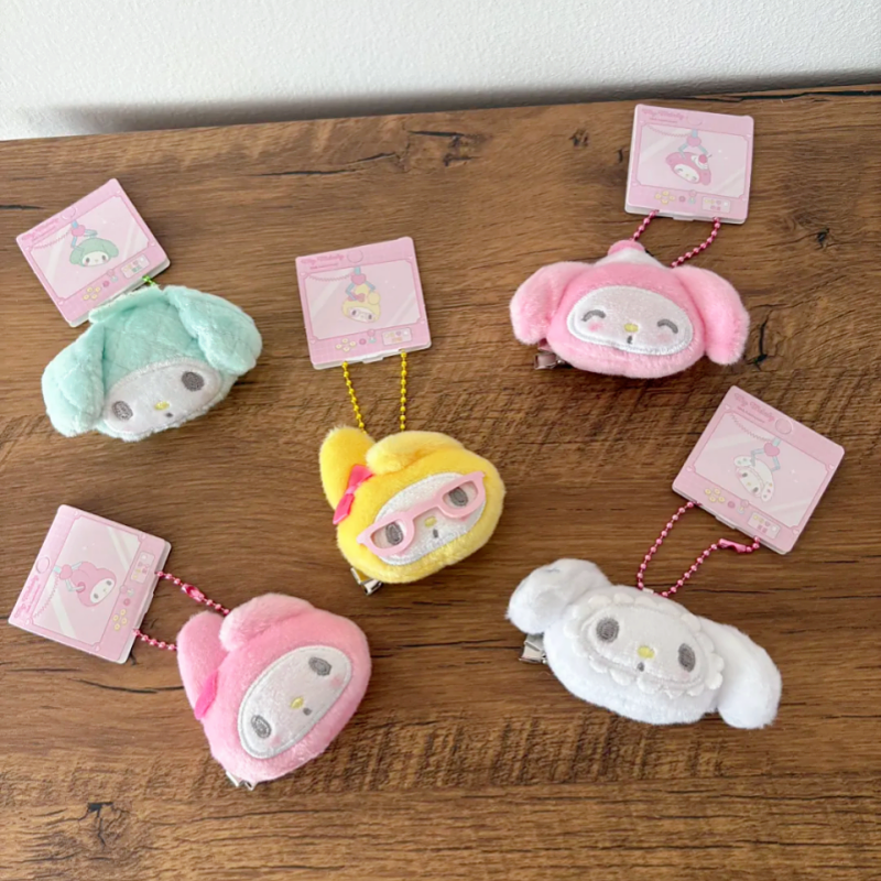 三丽鸥正品美乐蒂小挂件发夹子毛绒公仔钥匙扣链女发饰my melody