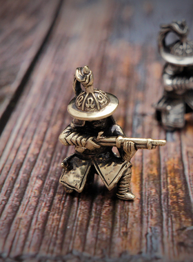手雕作品 明朝神机营火枪兵EDC伞绳刀坠手工DIY挂坠挂饰摆件吊坠