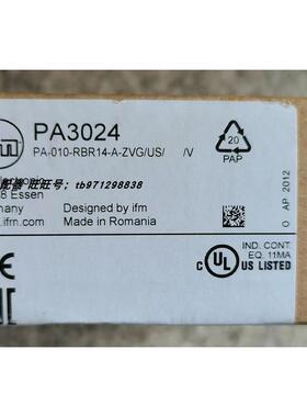 议价PA3024易福门压力传器 PA-010-RBR14-A-ZVG/US/ /V PNI024