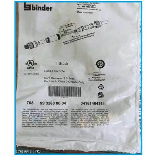 议价Binder宾德 768连接器 99 3363 00 04