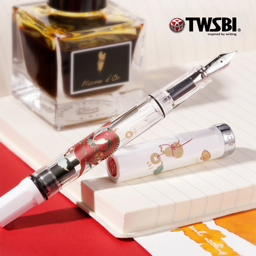TWSBI三文堂 ECO活塞吸墨式钢笔苹果白&马上有钱学生练字商务送礼
