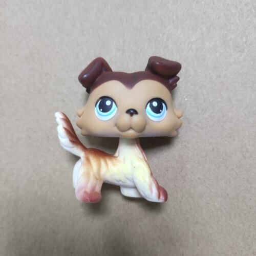 Q版宠物 lps pet微型的 拼色牧羊犬狗 小孩生日礼物玩具
