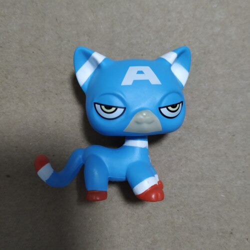 LPS Q版宠物 pet微型可爱的小朋友玩具 美国队长猫 玩具
