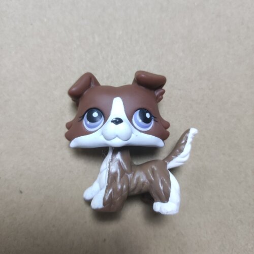 Q版宠物 lps pet微型的 咖啡色牧羊犬狗 小孩生日礼物玩具