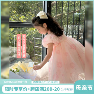 童装 女童连衣裙2024夏装 新款 韩版 碎花裙儿童公主裙宝宝仙女裙子潮