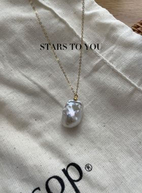 STARS·天然巴洛克异形珍珠吊坠14K美注金复古气质简约百搭宫廷风