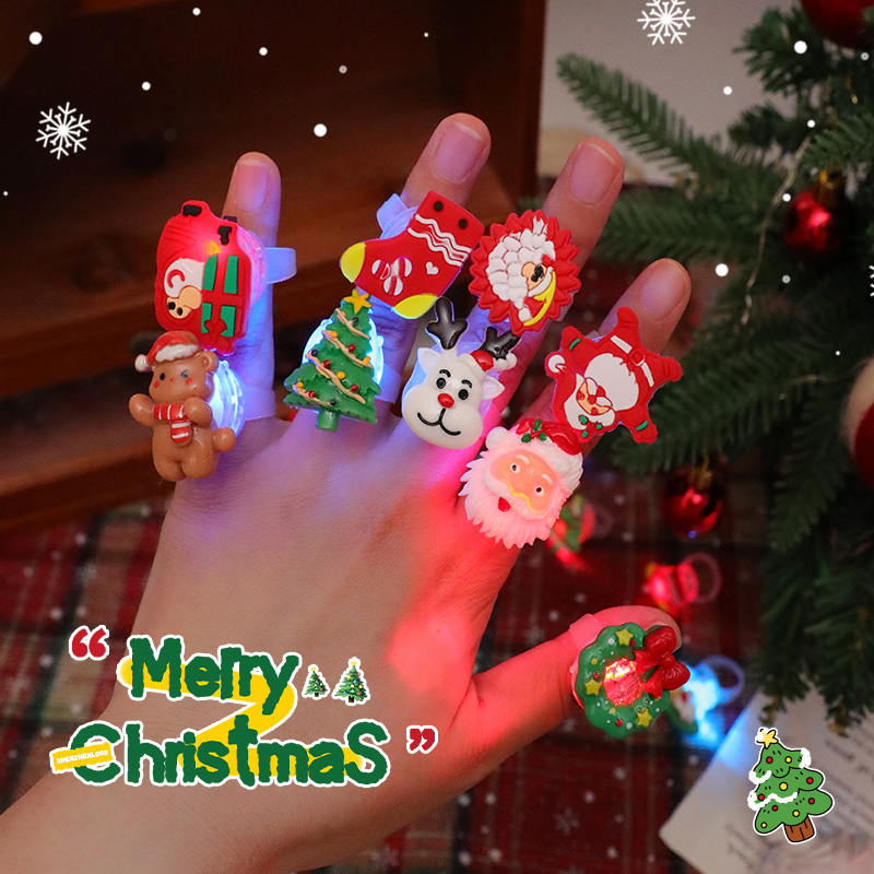 圣诞节礼物小礼品发光戒指2025新款幼儿园儿童创意指环戒指批发