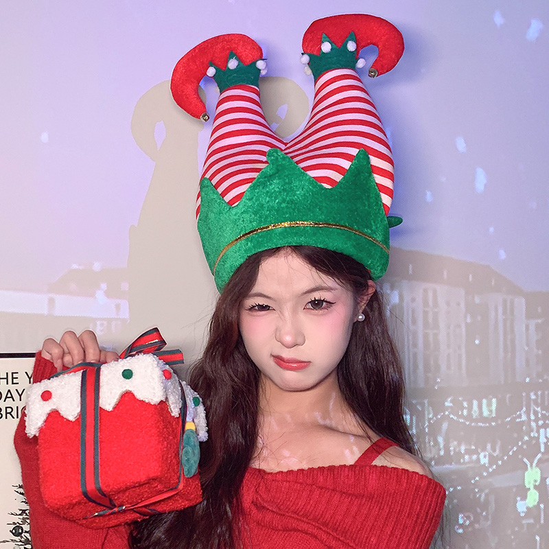 圣诞节圣诞帽小丑帽创意搞怪造型裤腿帽节日派对活动装扮小丑道具