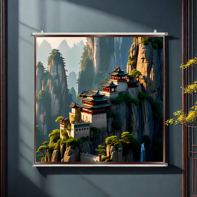 观音背景画定制客厅书房玄关装饰画中式家用山水神像佛像卷轴挂画