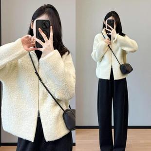 柜面精品款 100羊毛圈圈纱双头拉链立领显瘦保暖外套25冬