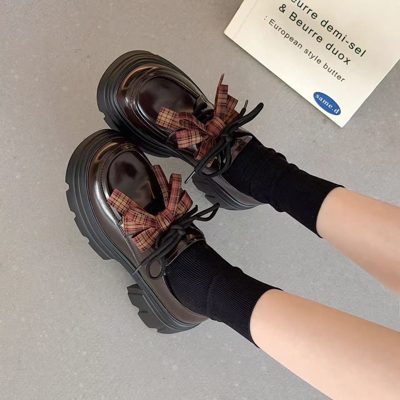 日系jk可爱蝴蝶结厚底圆头深口单鞋女2026春季新款百搭通勤小皮鞋,女鞋,深口单鞋,淘宝优惠券,粉丝福利购,淘宝优惠卷