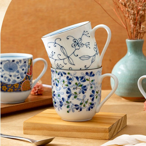 日本光峰马克杯青花日式家用高级