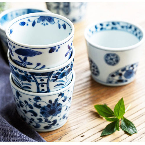 日本蓝凛堂功夫茶杯酒杯青花耐用