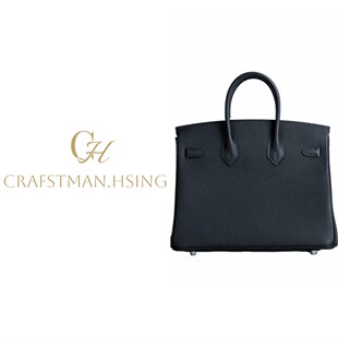 匠者老邢-BK手工蜡线缝制TOGO小牛皮铂金包 手提包25cm