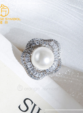 DIY配件 开口可调节铜镀18k金 施家珍珠锆石花朵戒指女时尚指环气