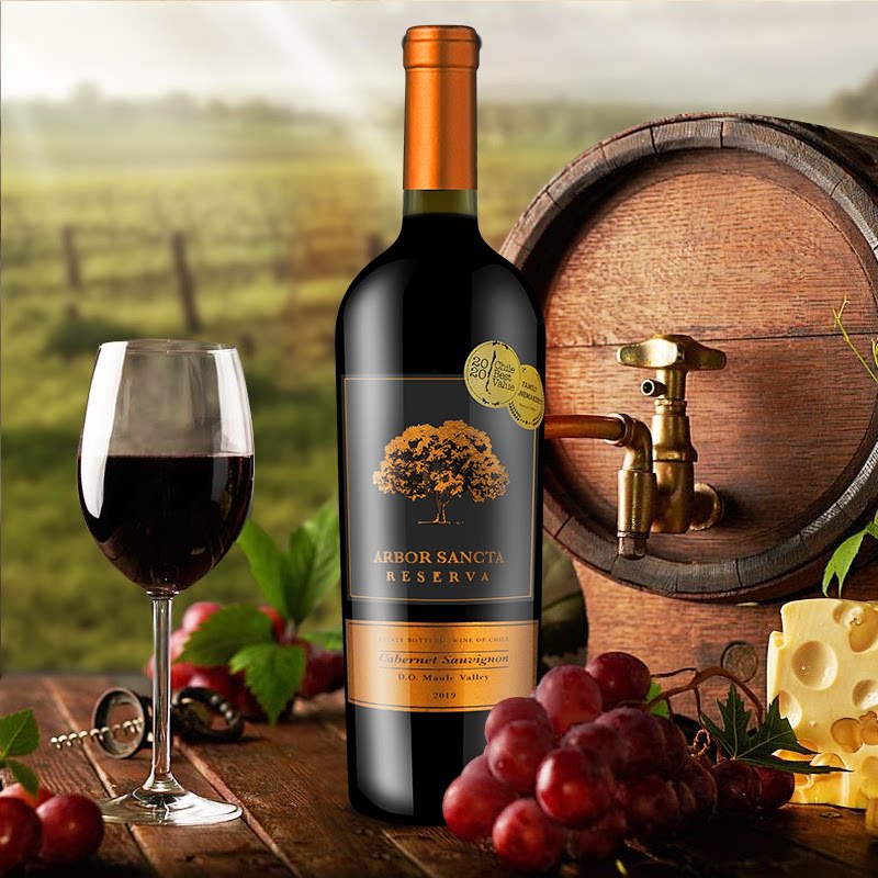 智利原瓶原装进口神木正品赤霞珠干红葡萄酒750ml柔和不酸