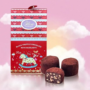 意大利进口零食休闲OLIVA欧莉松露形榛子黑巧克力幸运小马盒装 80g