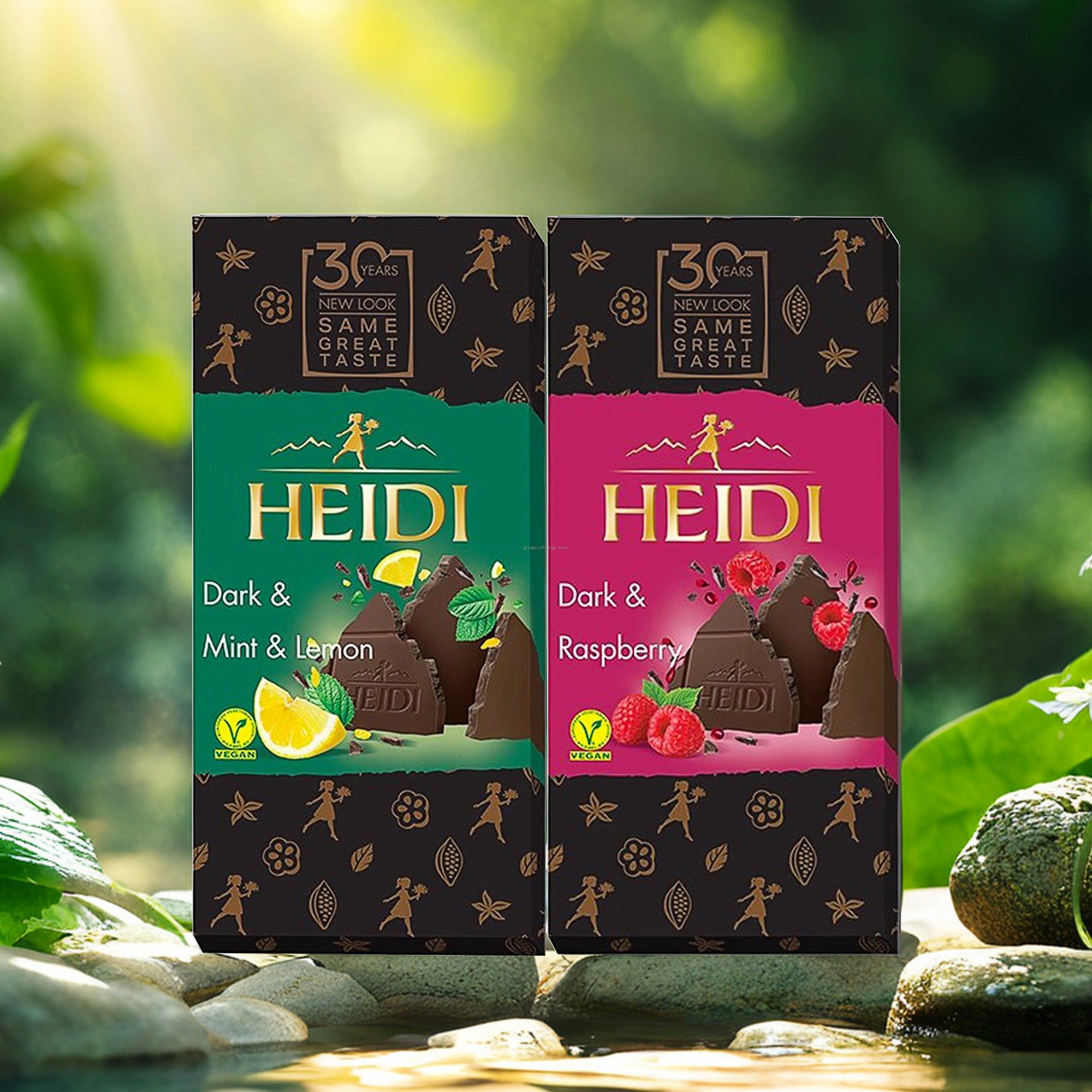 罗马尼亚进口零食HEIDI赫蒂树莓薄荷黑巧克力排块75%85%纯可可脂