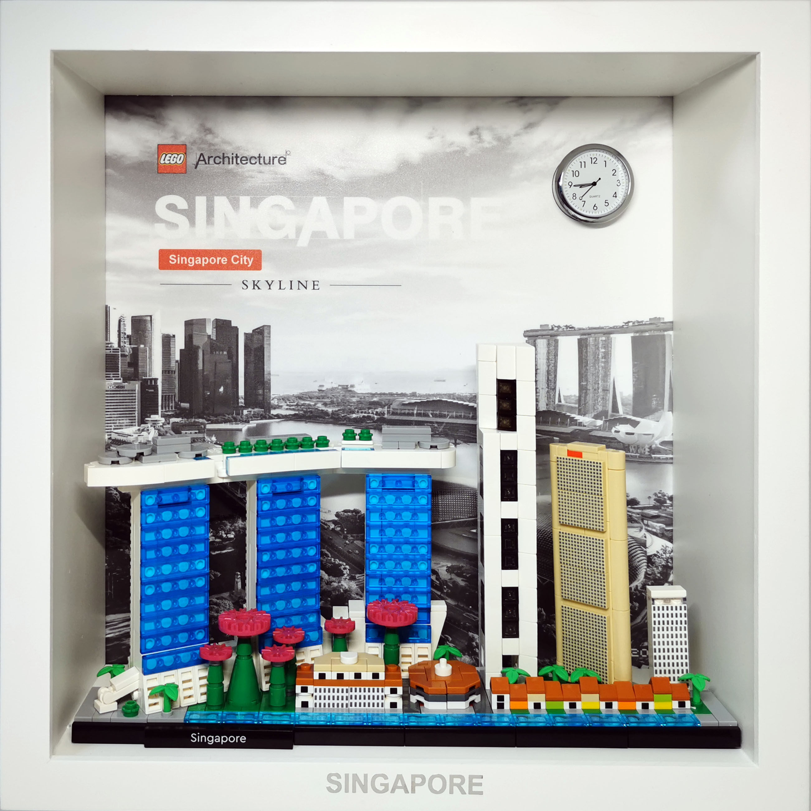 定制礼物相框天际线乐高积木实木