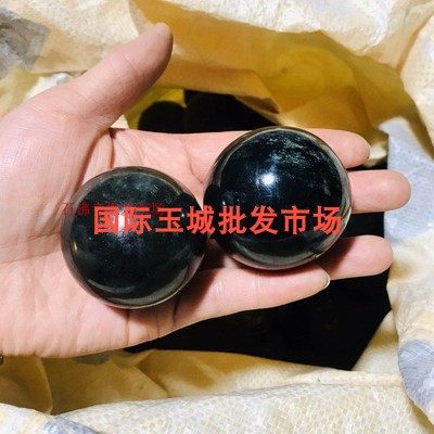 墨绿玉 药王石  墨玉健身球 保健玉手球