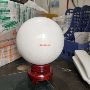 玉石圆风水球摆件白色黄大圆石春客厅摆件水晶球装饰摆件时来运转