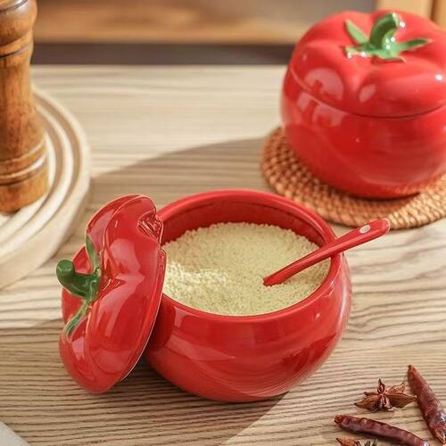 小西红柿造型调料罐420ml容量釉下彩陶瓷餐具