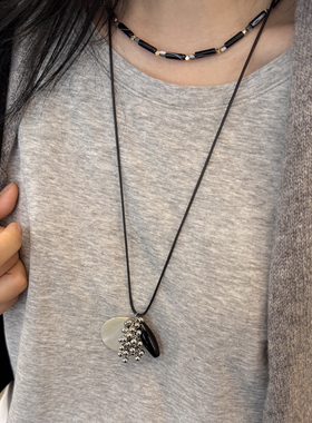 天然海贝黑玛瑙葡萄串吊坠长项链