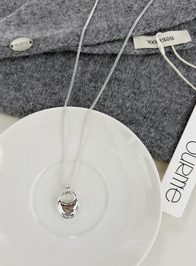 韩版亮银色马鞍包毛衣链叠戴项链