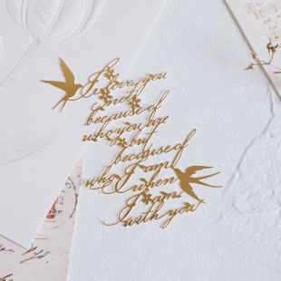 byears白夜原创爱情英文诗金属镂空书签燕子樱花浪漫七夕文艺礼物