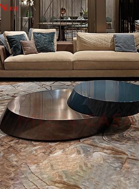 Visionnaire Stand tavolobasso rylan双层倾斜设计茶几拉丝茶色