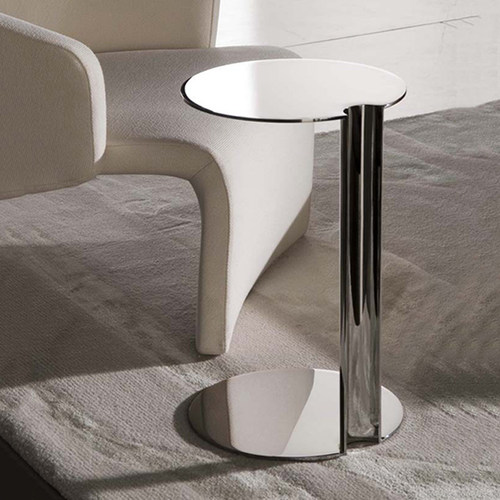 意大利轻奢圆角不锈钢移动边几