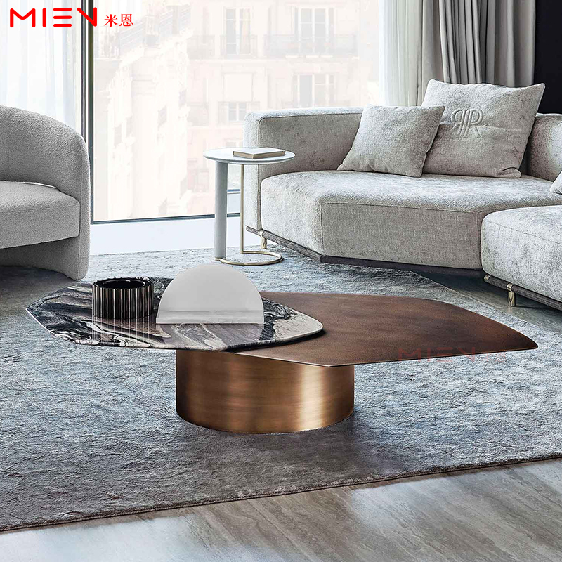 山水纹大理石异形意大利设计茶几