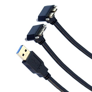 USB3.0帶螺絲固定連接線工業相機硬盤數據線 90度上下彎Micro