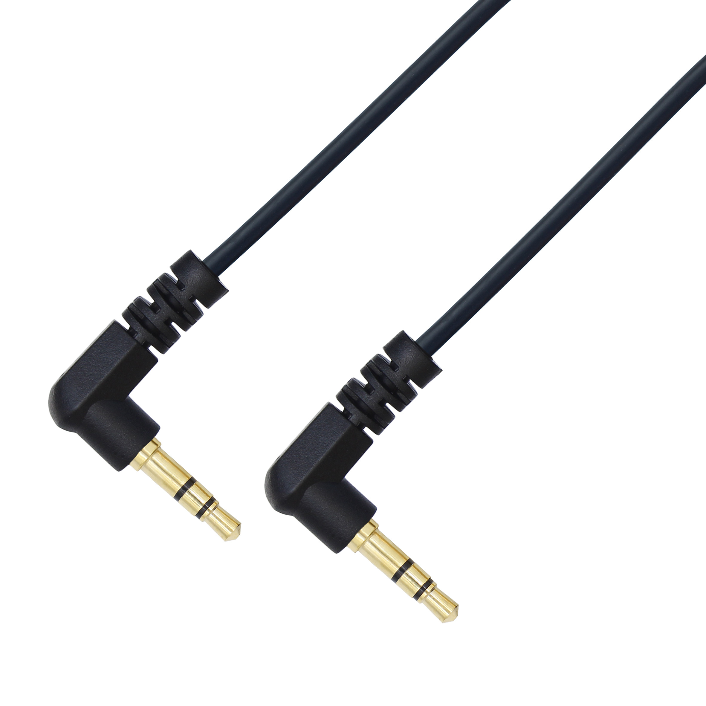 3芯双弯3.5mm AUX车载线手机接音箱音频线 无损音质黑白色1米2米