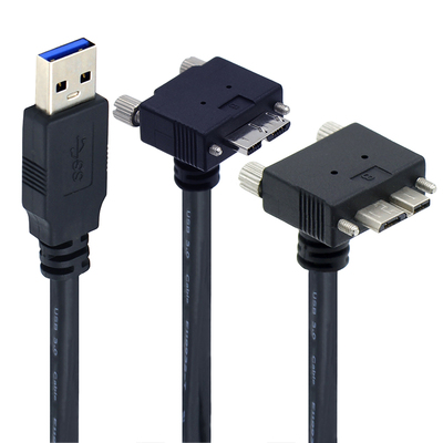 工控相机MICRO USB3.0弯头数据线带螺丝固定1.2米 USB3.0连接线