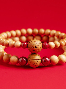 真桃木桃核朱砂手链男女手串儿童