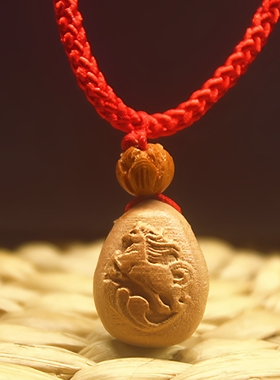 桃木生肖马吊坠属马宝宝平安挂件