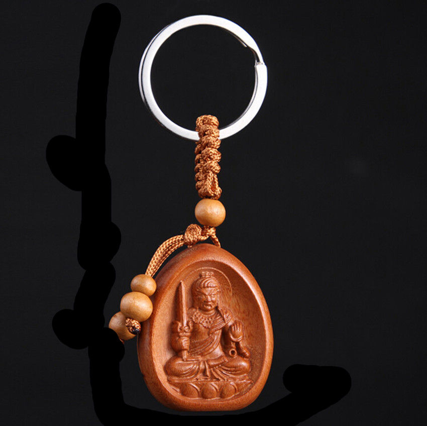 桃木本命佛不动尊菩萨钥匙扣挂件