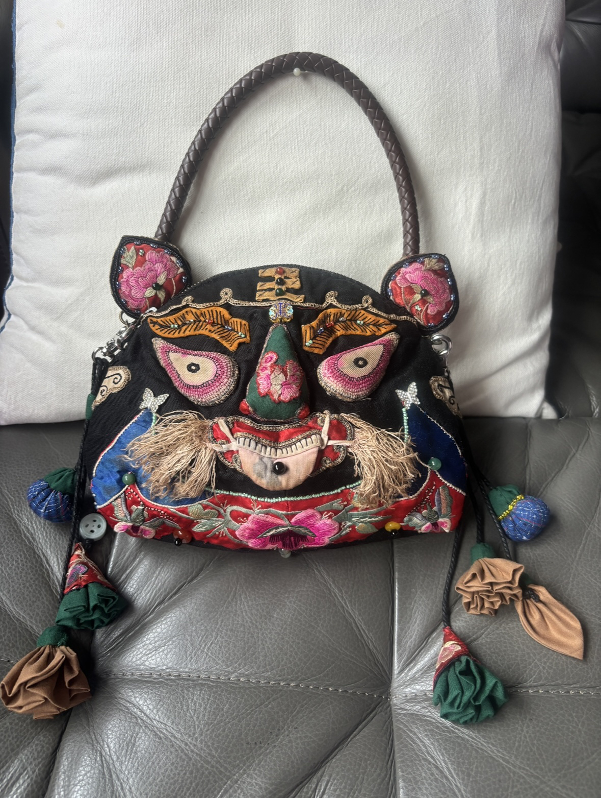 月果儿老绣网眼虎头包纯手工制作老绣手提包刺绣手拎包