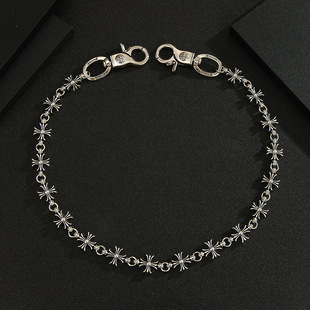 新款女个性复古机车裤挂链潮男银色十字链朋克亚文化包包装饰链