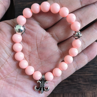 原创设计克罗CH小众童军花吊坠手串女闺蜜情侣生日礼物粉色珠手链