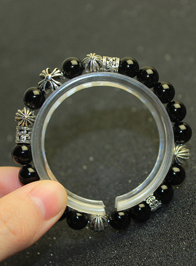 原创设计黑玛瑙水晶小众男女手链