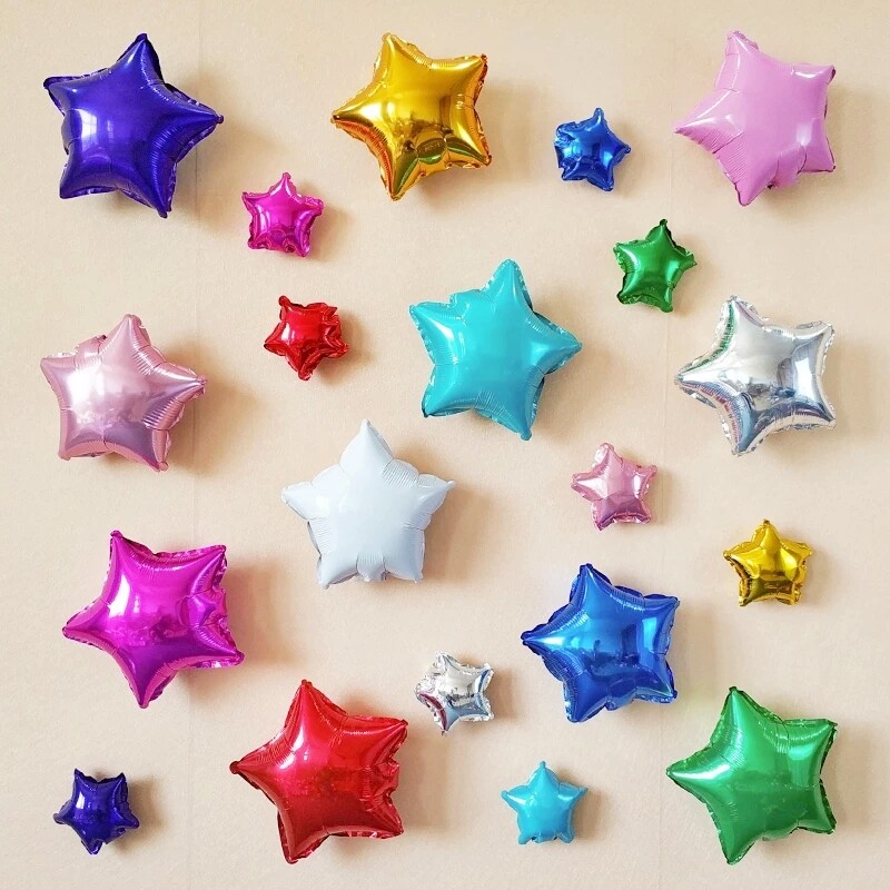 5寸10寸加厚款五角星铝箔气球 生日派对装饰布置用品星星气球