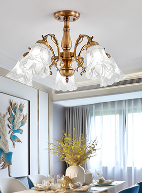 欧式吊灯大气客厅卧室餐厅玻璃灯具田园风格家装套餐灯饰110V可用