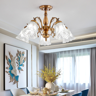 套餐灯饰110V可用 家装 欧式 吊灯大气客厅卧室餐厅玻璃灯具田园风格