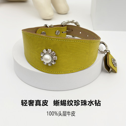 支持定制手工镶钻真皮宠物项圈