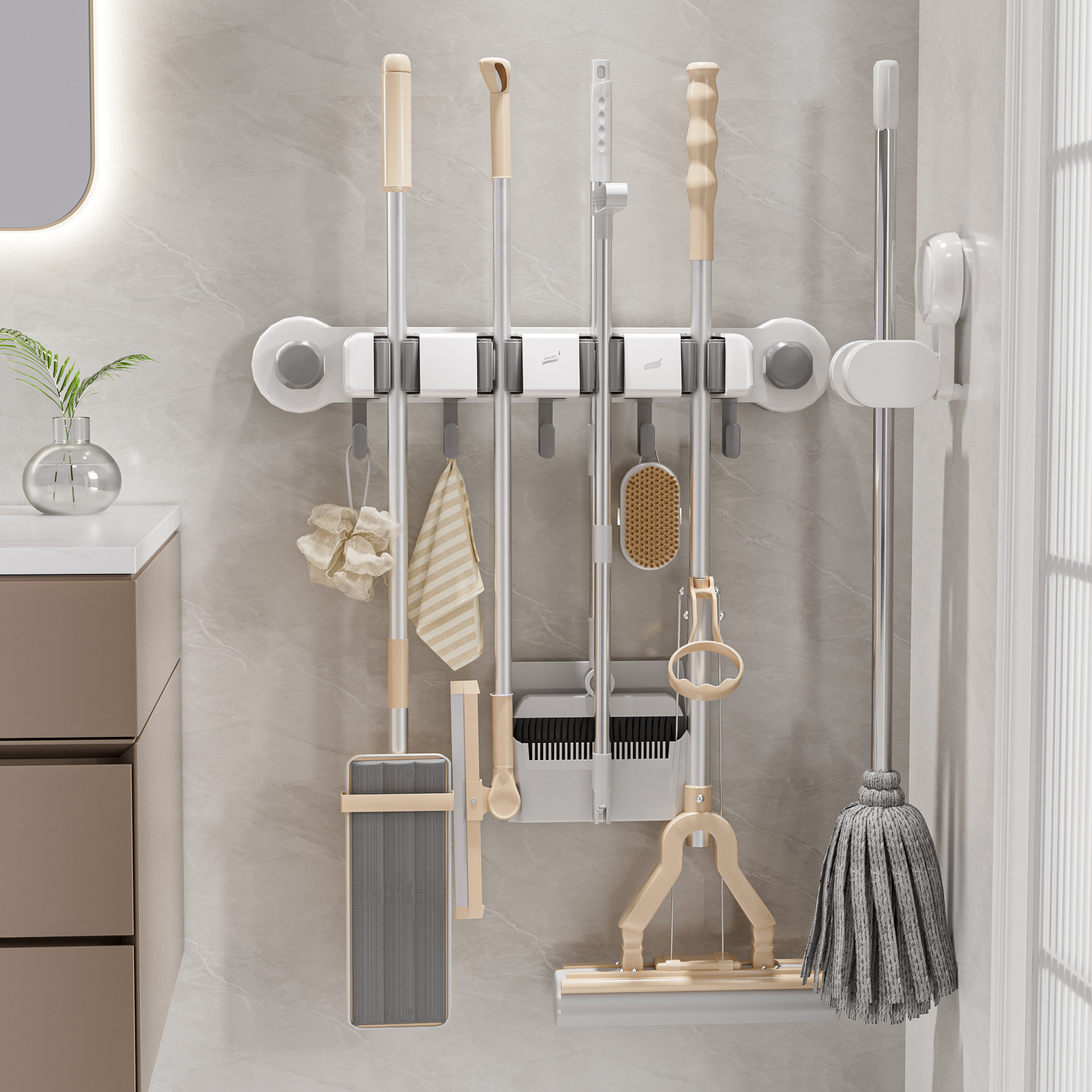 【99%选择】拖把壁挂夹吸盘挂钩