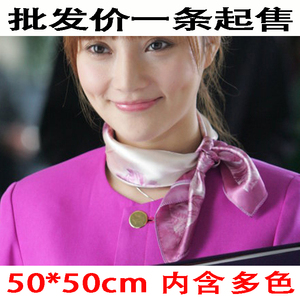 日韩国职业小方巾女士韩版春季仿真丝印花装饰空姐丝巾百搭小围巾